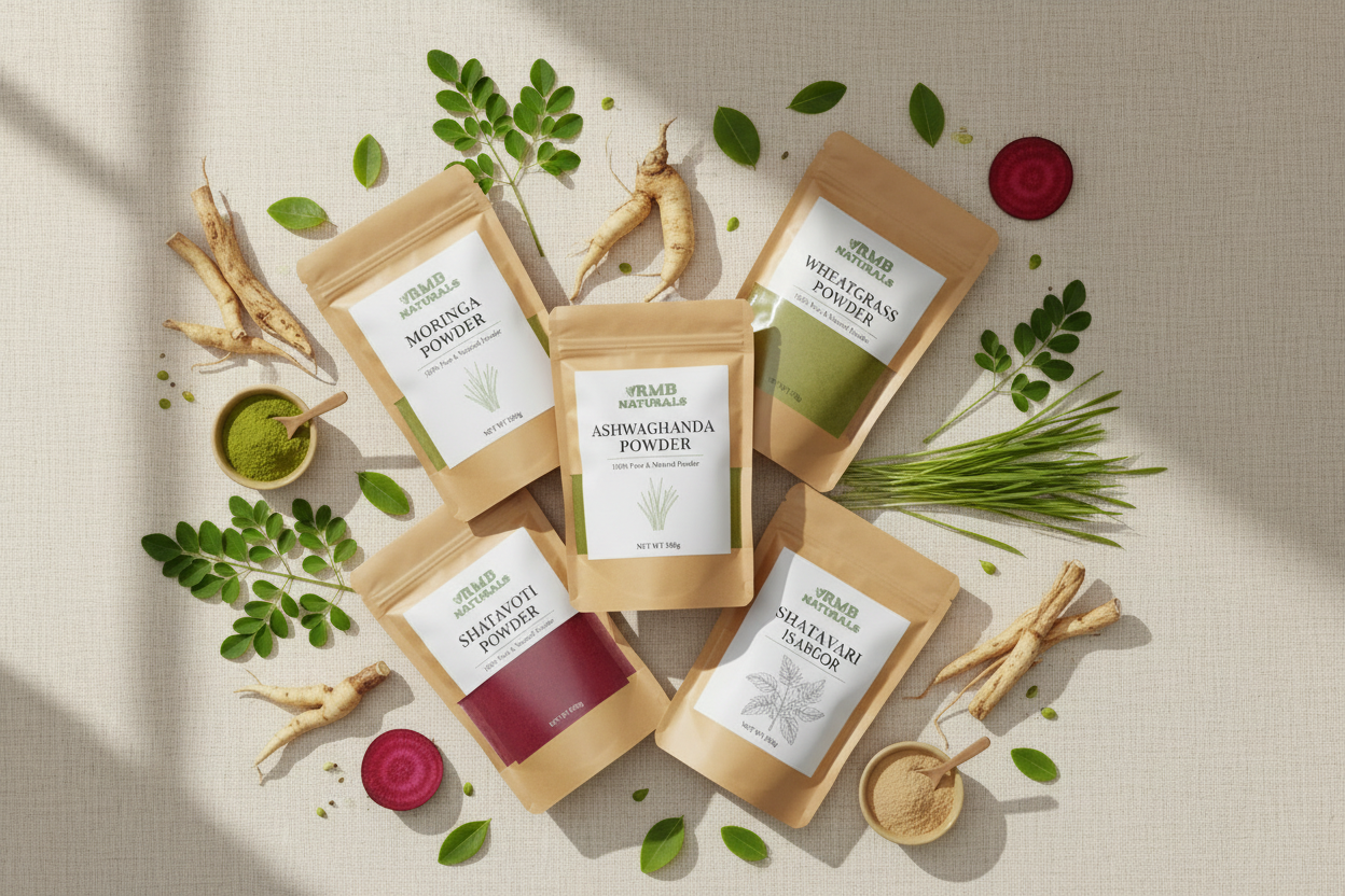 RMB Naturals Product Flatlay Banner